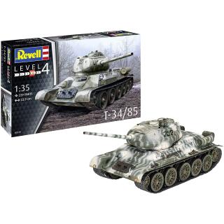 Revell 03319 T-34/85, Panzermodellbausatz 1:35 originalgetreuer Modellbausatz für Fortgeschrittene, unlackiert