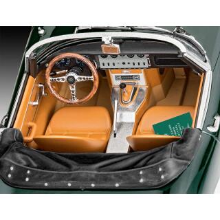 Revell 07687 Jaguar E-Type Roadster, Echte Männer Bauen Ihre Autos selbst, Automodellbausatz 1:24, 18,7 cm originalgetreuer Modellbausatz für Einsteiger, unlackiert