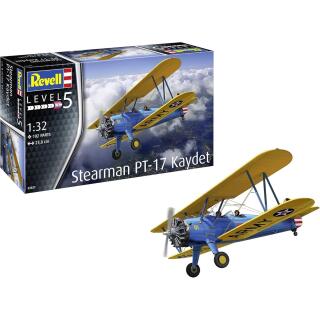 Revell 03837 Stearman PT-17 Kaydet Model Kit 1:32 Scale Fahrzeug originalgetreuer Modellbausatz für Experten, unlackiert